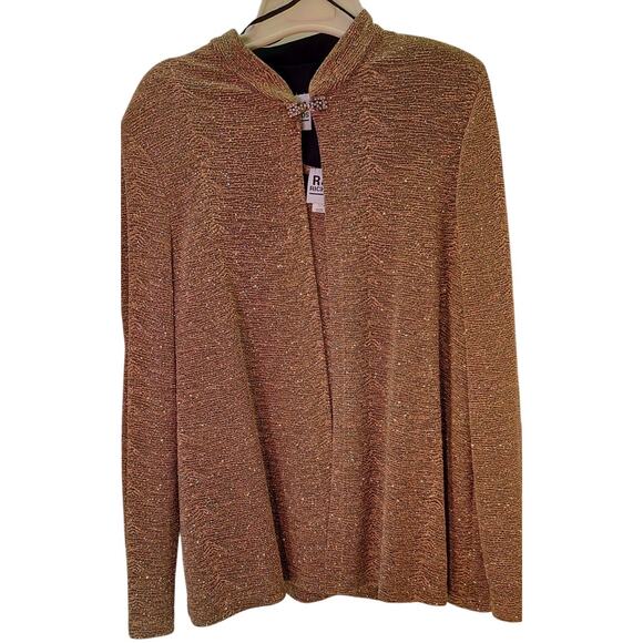 VTG Women's R&M Richards Cocktail Party 2pc Jacket & Cami Set Gold Size 14 Glam - Picture 1 of 12